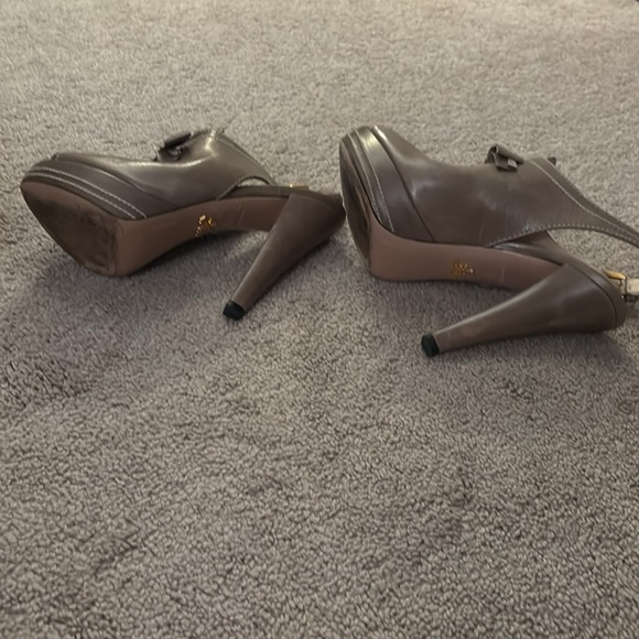 Prada booties - tan with white stitching and gold buckles - Picture 5 of 5